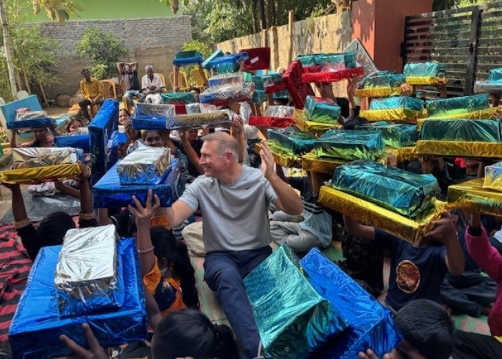 all the orphans receiving fun gifts